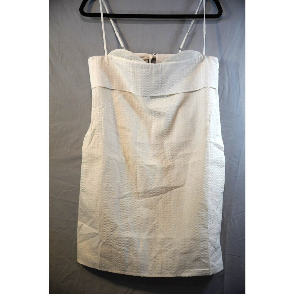 Toit Volant Verona Mini Dress Size M NWT Cream Linen Sweetheart Tie Back Pockets